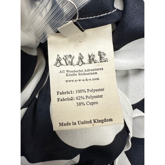 Awake A.W.A.K.E. V-Neck Draped One-Sleeve Asymmetric Polka-Dot Dress - Picture 12 of 15